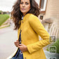 WinterTrend® - Gelbe einfarbige Strickjacke mit langen Ärmeln