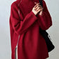 Scarlet | Roter einfarbiger Pullover mit hohem Halsausschnitt