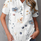 SpringStil® - Aquarell-Blumengarten Weißes Kurzarm-Top