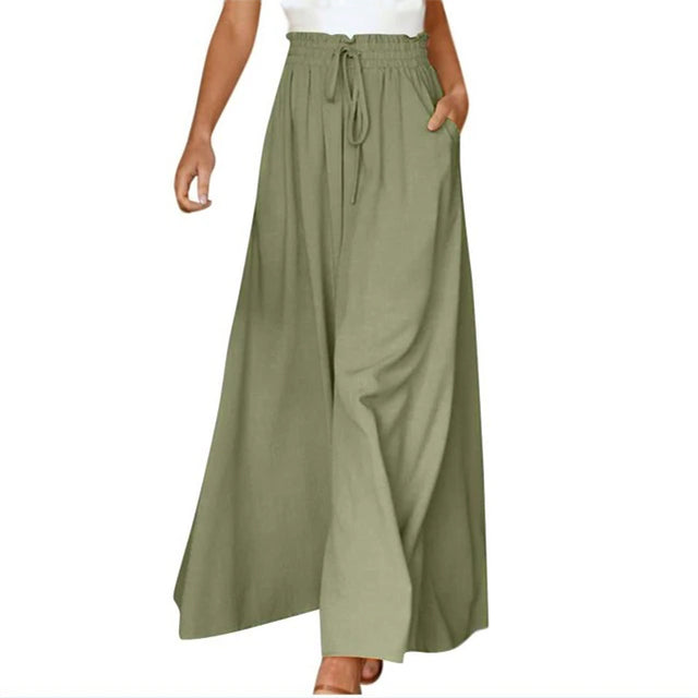 Safiya – Leinenhose mit weitem Bein für Frühling und Sommer