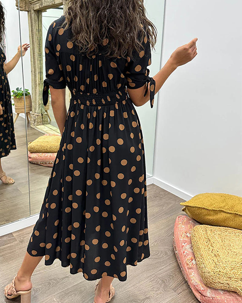 Kleid mit V-Ausschnitt und Polka Dots - Yara