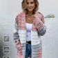 FallStil® - Offene Strickjacke mit rosa Farbblock
