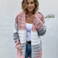 FallStil® - Offene Strickjacke mit rosa Farbblock