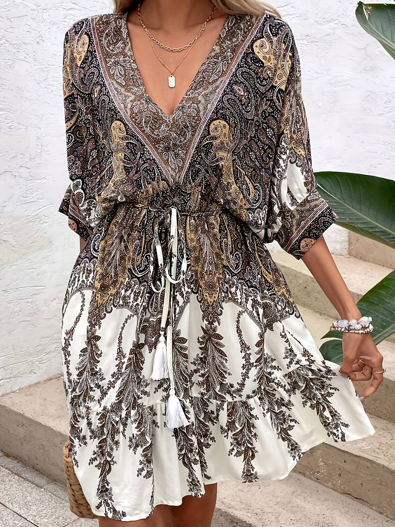 Elegantes kurzärmeliges Kleid für Frühling und Sommer - Sanny