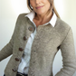 StrickSinn® - Khaki Langarm Strickjacke mit Knopfleiste
