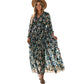 Bianca - Florales Maxikleid in Dunkelgrün