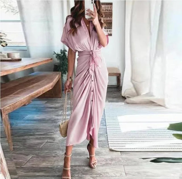 Helena - Beiges Wickelkleid mit Eleganz