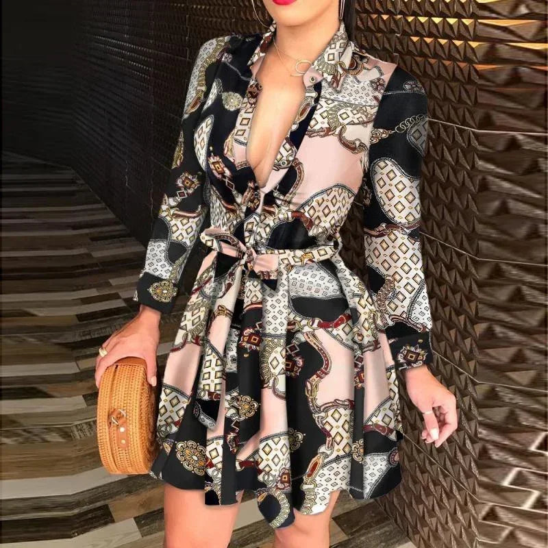 Lena - Kurzes Blau-Oranges Kleid
