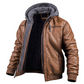 Stilvolle premium leder-winter-jacke mit kapuze