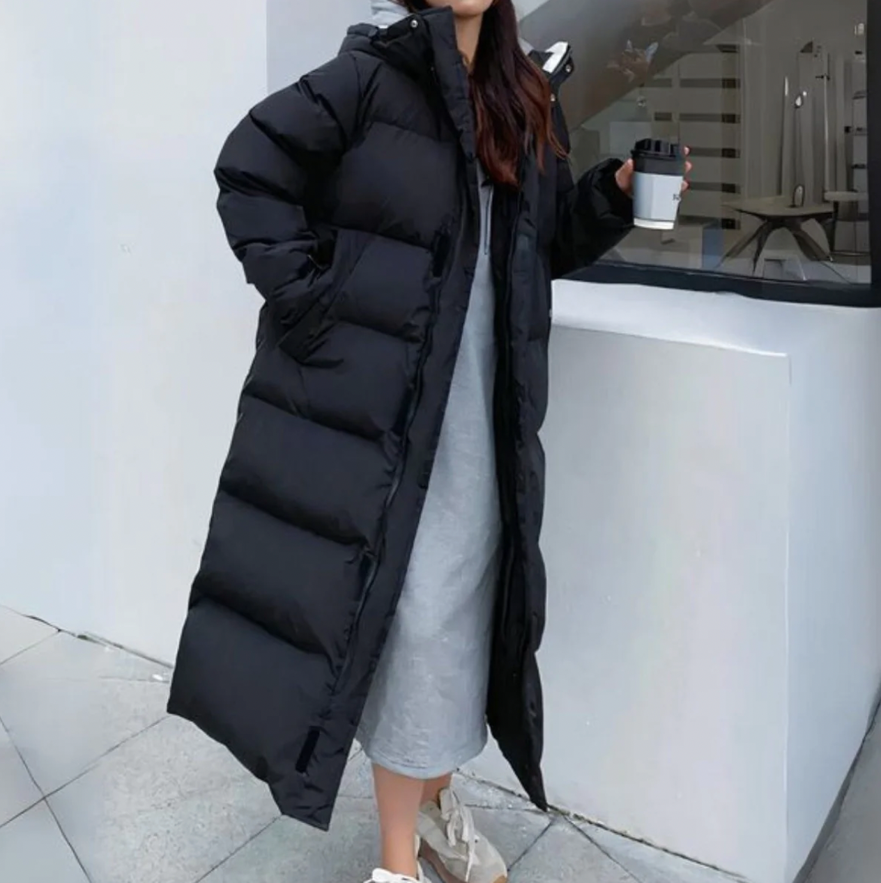HANNA - Lange Puffer Daunenjacke