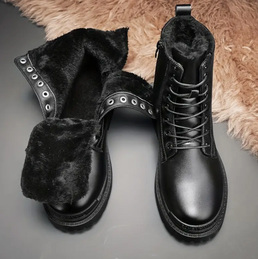 Linn™ | Schwarze Leder-Winterstiefel