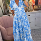 CHIARA VARILO - Elegantes Maxi-Kleid mit Blumenmuster & V-Ausschnitt für den Frühling/Sommer