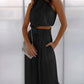 Amarique - Unifarbenes Oberteil mit Neckholder-Ausschnitt und Hose mit weitem Bein