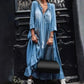 Rizza - Vintage-Maxi-Jeanskleid aus Spitze mit V-Ausschnitt und großem Saum