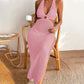 Sahara Glam - Beigefarbenes Häkel-Maxikleid