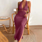 Sahara Glam - Beigefarbenes Häkel-Maxikleid