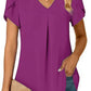 Hannah - Rotes V-Ausschnitt Shirt