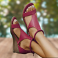 FABIANA - Schöne und superbequeme, orthopädische Vintage-Ledersandalen mit Absatz