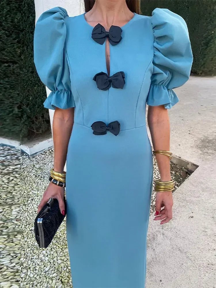 Isabella | Elegantes Kleid mit Schleife und Puffärmeln