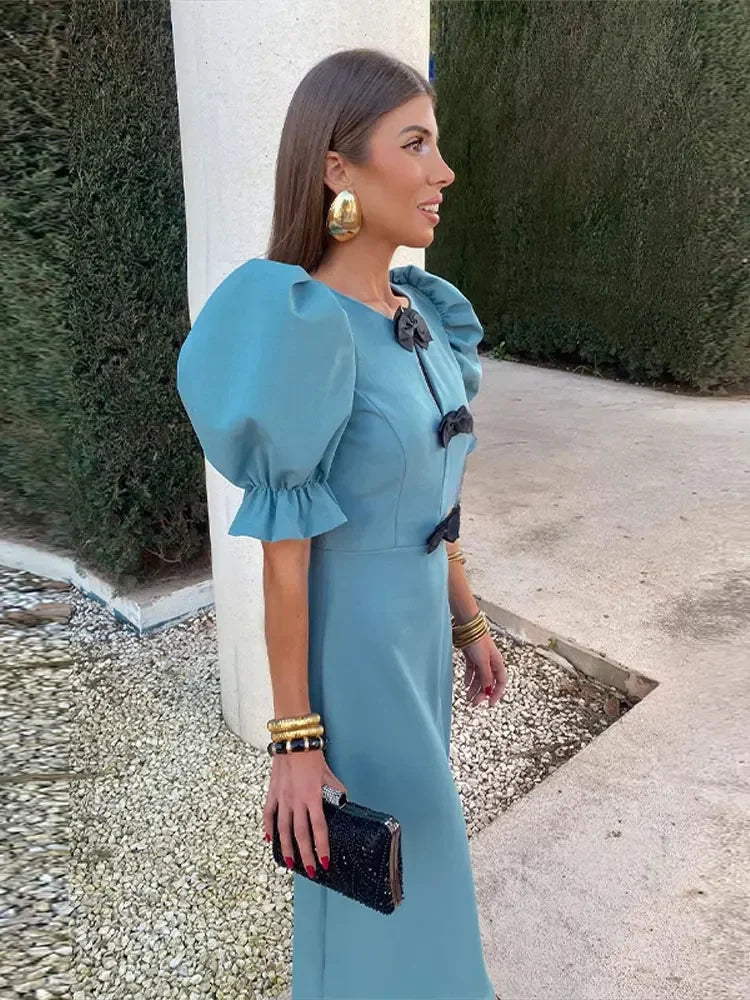 Isabella | Elegantes Kleid mit Schleife und Puffärmeln