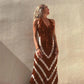 ATHENA - Geometrischer Wellendruck Gerafftes Kleid