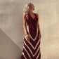 ATHENA - Geometrischer Wellendruck Gerafftes Kleid