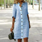 Elena - Weißes Button-Down Leinenkleid