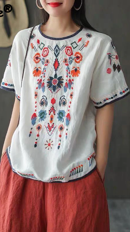 Elisa | Bestickte, lockere Ethno-Bluse