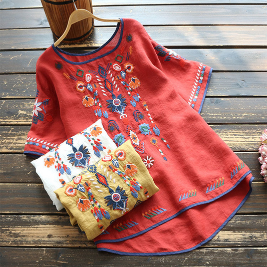 Elisa | Bestickte, lockere Ethno-Bluse