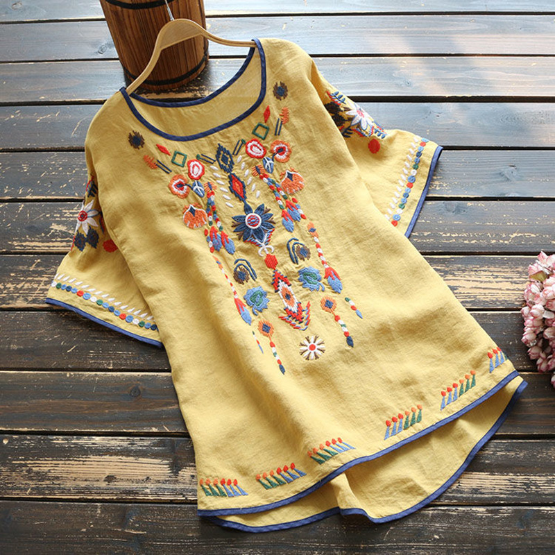 Elisa | Bestickte, lockere Ethno-Bluse
