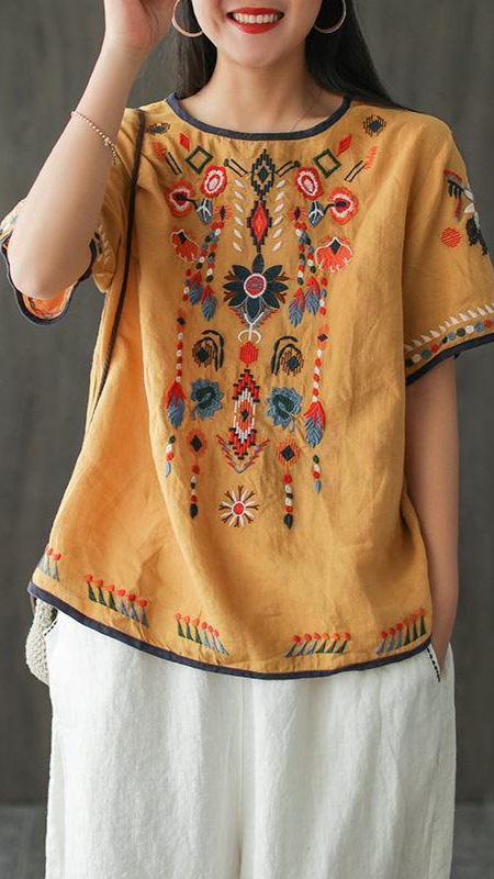 Elisa | Bestickte, lockere Ethno-Bluse