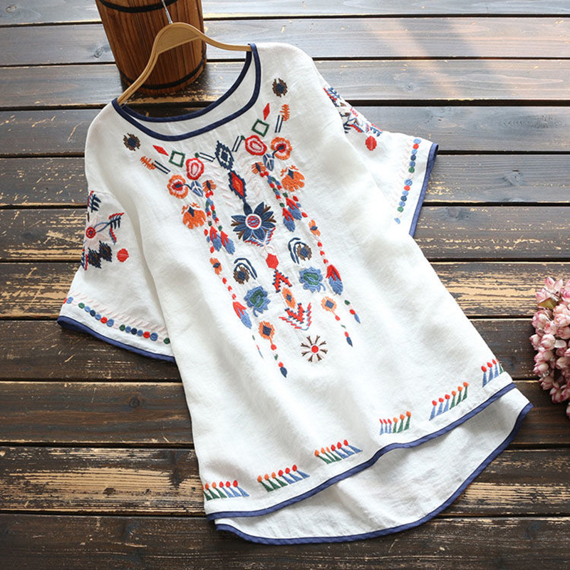 Elisa | Bestickte, lockere Ethno-Bluse