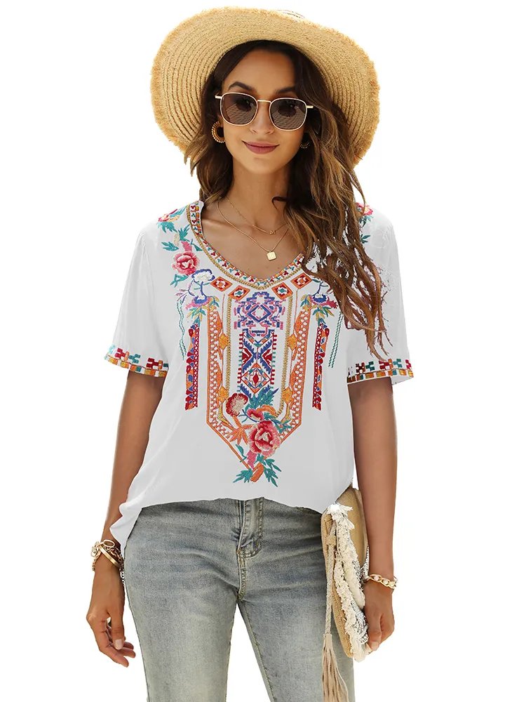 Elsa | Bestickte mexikanische Slim Fit Bluse