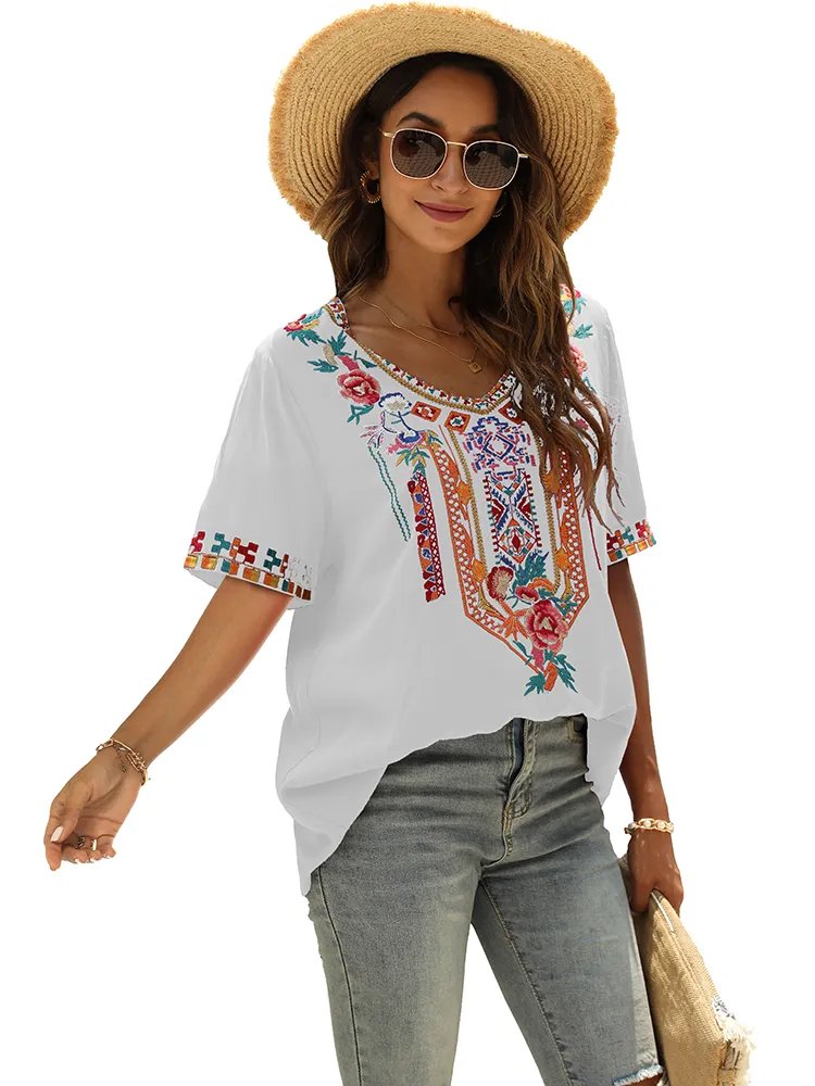 Elsa | Bestickte mexikanische Slim Fit Bluse