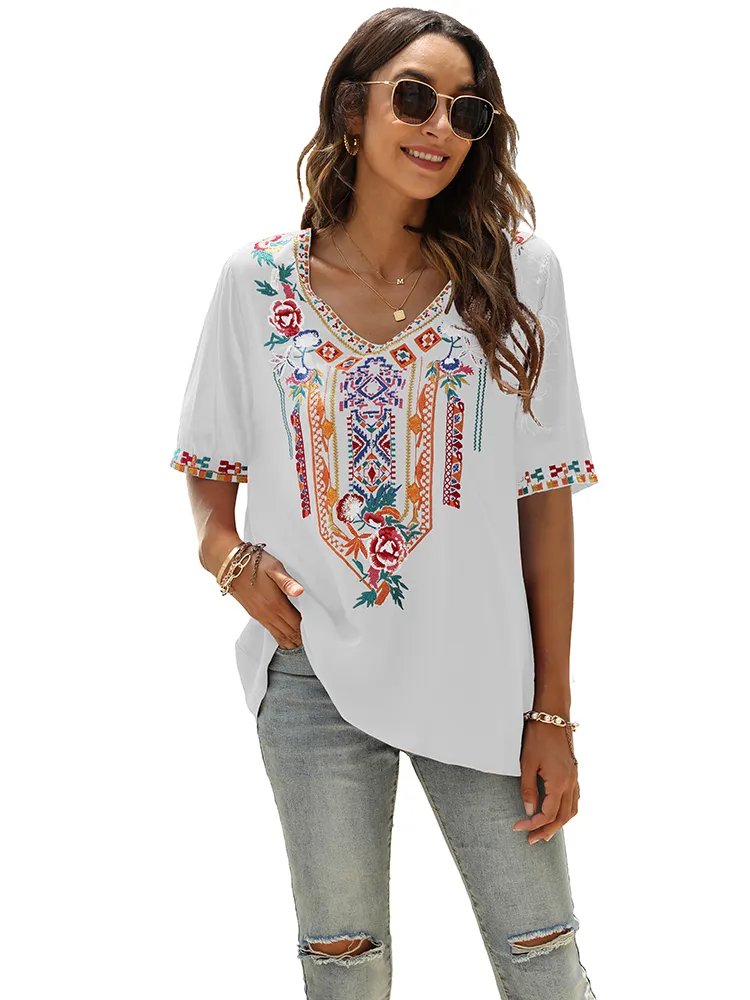 Elsa | Bestickte mexikanische Slim Fit Bluse
