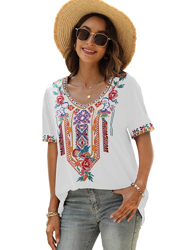 Elsa | Bestickte mexikanische Slim Fit Bluse