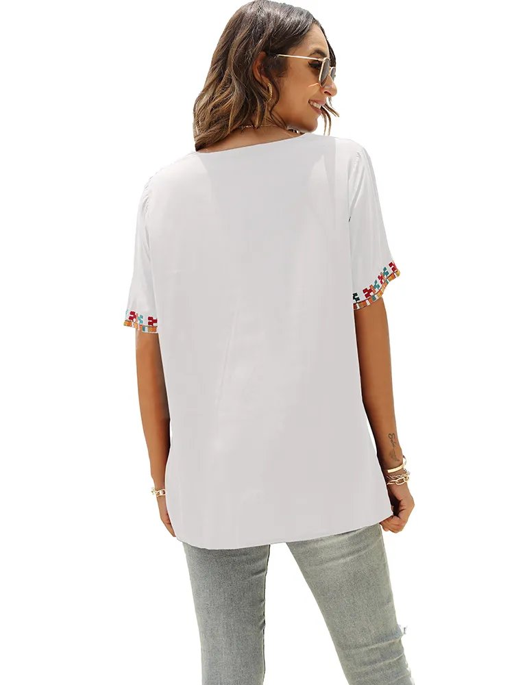 Elsa | Bestickte mexikanische Slim Fit Bluse