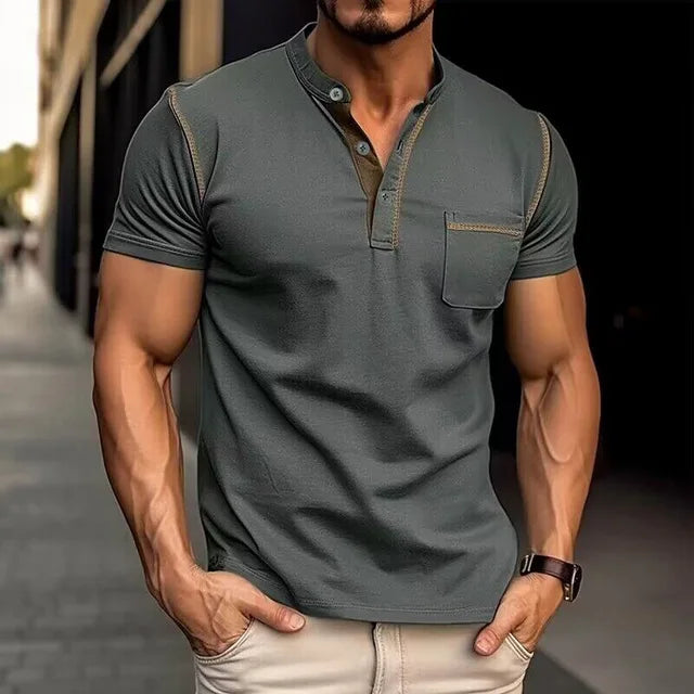 Felix - Blaues Poloshirt Akzentnaht
