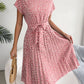 Valentina - Pinkes Blumenfalten A-Linien Kleid