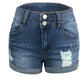 Bianca - Schwarze Denim-Shorts mit Used-Look