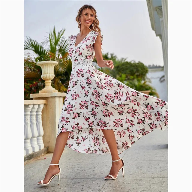 Emilia - Florales Midikleid mit Volants