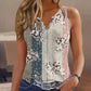 Nina - Blaues Tanktop mit Palmenprint