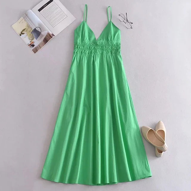 Julia Sommergrünes Maxikleid