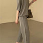 Carl&Coni® - Comfy Elegance Set aus Oberteil mit V-Ausschnitt und knöchellanger Hose