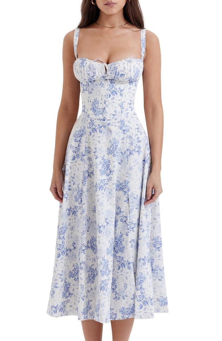 Geblümtes Bustierkleid mit Taillenformung - Blommig