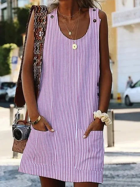 Lara - Gestreiftes Sommerkleid mit Spitzenakzent