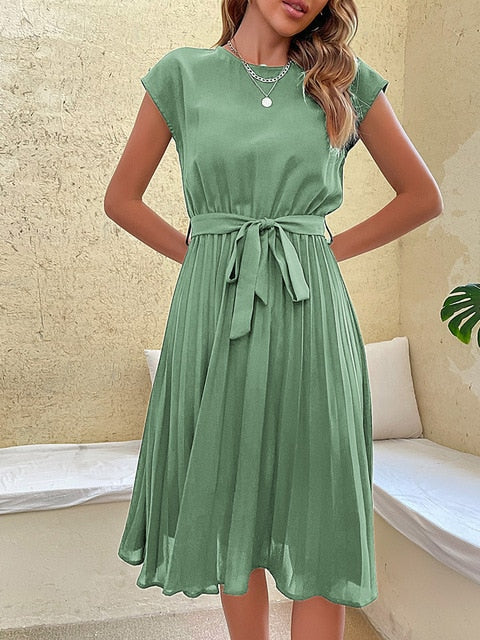Sophia - elegantes sommerkleid mit taillenband & fließender a-linie