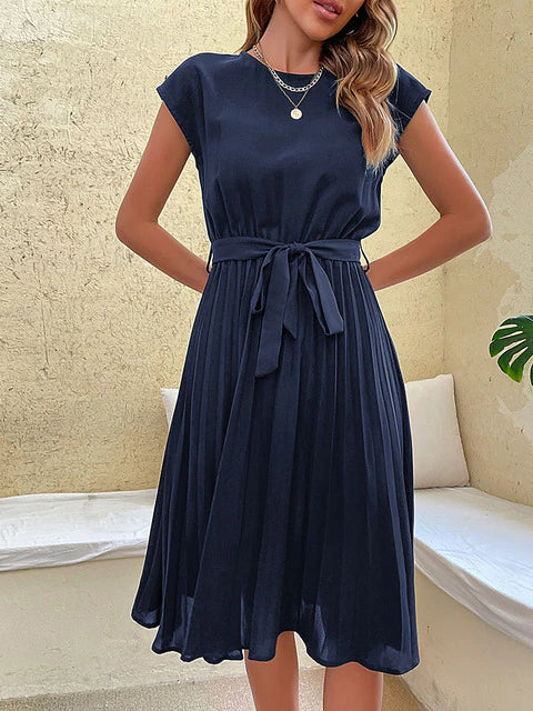 Sophia - elegantes sommerkleid mit taillenband & fließender a-linie
