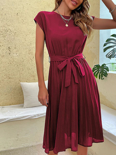 Sophia - elegantes sommerkleid mit taillenband & fließender a-linie