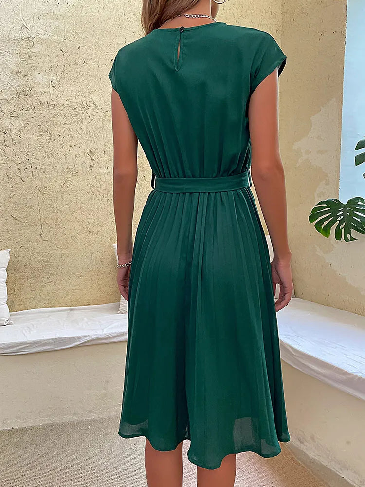 Sophia - elegantes sommerkleid mit taillenband & fließender a-linie